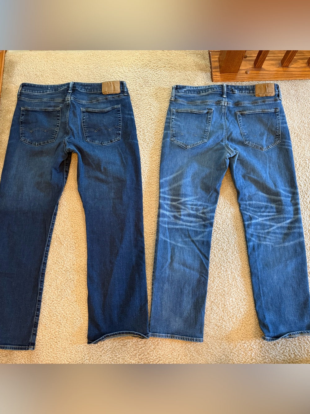 American Eagle Outfitters Men's airflex Blue Washed Straight Jeans (Pair) - Picture 2 of 7